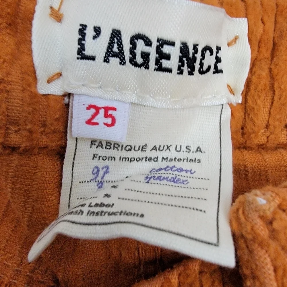 L'AGENCE Oriana High Rise‎ Straight corduroy Pants SIze 25 New